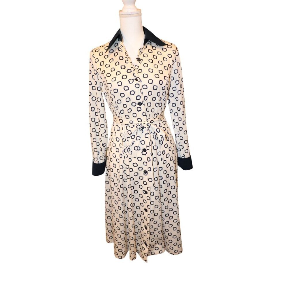 Nat Kaplan Couture Vintage Shirt Dress With Suede Collar, Size 10